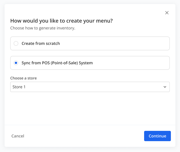 Creation dialog